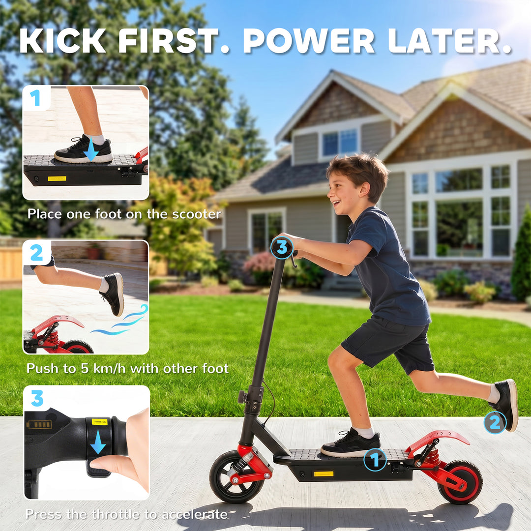 Foldable Kids Electric Scooter with LCD Display, Dual Shock Absorption