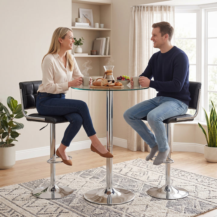 Bar Stools Modern PU Leather Adjustable Breakfast Bar Stools Backrest 