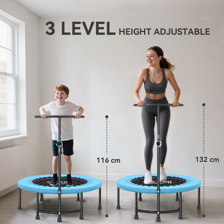 MCL 40" Fitness Trampoline with Adjustable Handle, Rebounder Trampoline, Mini Jumper for Indoor Exercise Workout, Blue