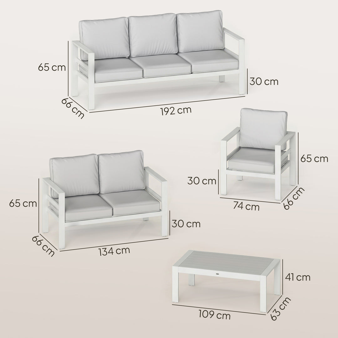 5 Pieces Aluminium Garden Furniture Set with Olefin Cushions, Extra De