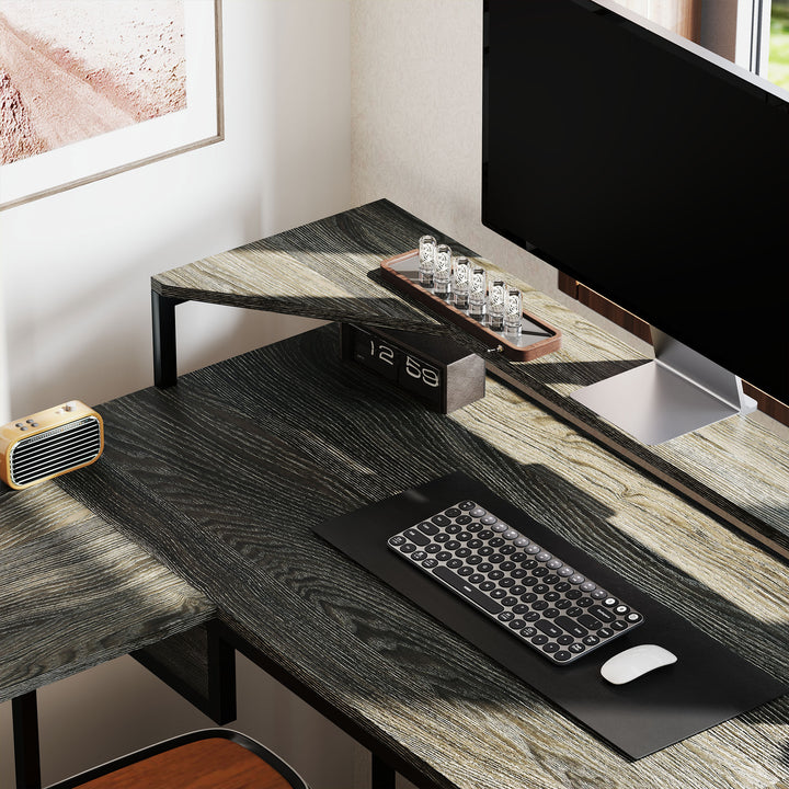 Industrial 'L' Shaped Multi-Work Desk - Charcoal Grey