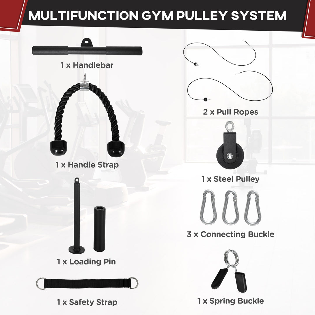 SPORTNOW Cable Machine Pulley System, Lat Pull Down System with DIY Loading Weight for Home Gym Biceps Tricep Arm Shoulder Back Training | Aosom UK