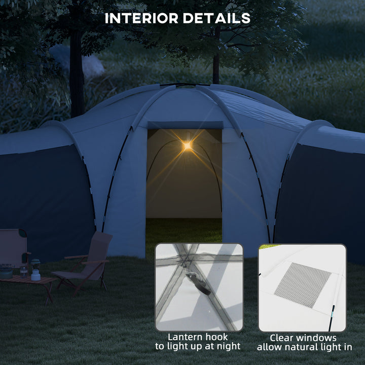 6-9 Man Tent with Bedrooms and Living Room, Accessories Included, Dark Grey