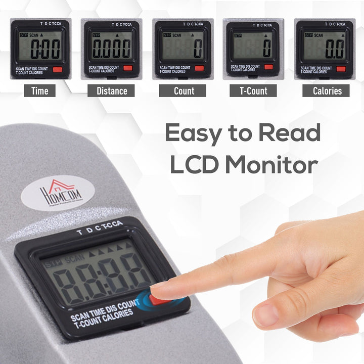 MCL Mini Exercise Bike, Portable Pedal Exerciser, Under Desk Bike with LCD Display for Legs and Arms Training, Silver Tone