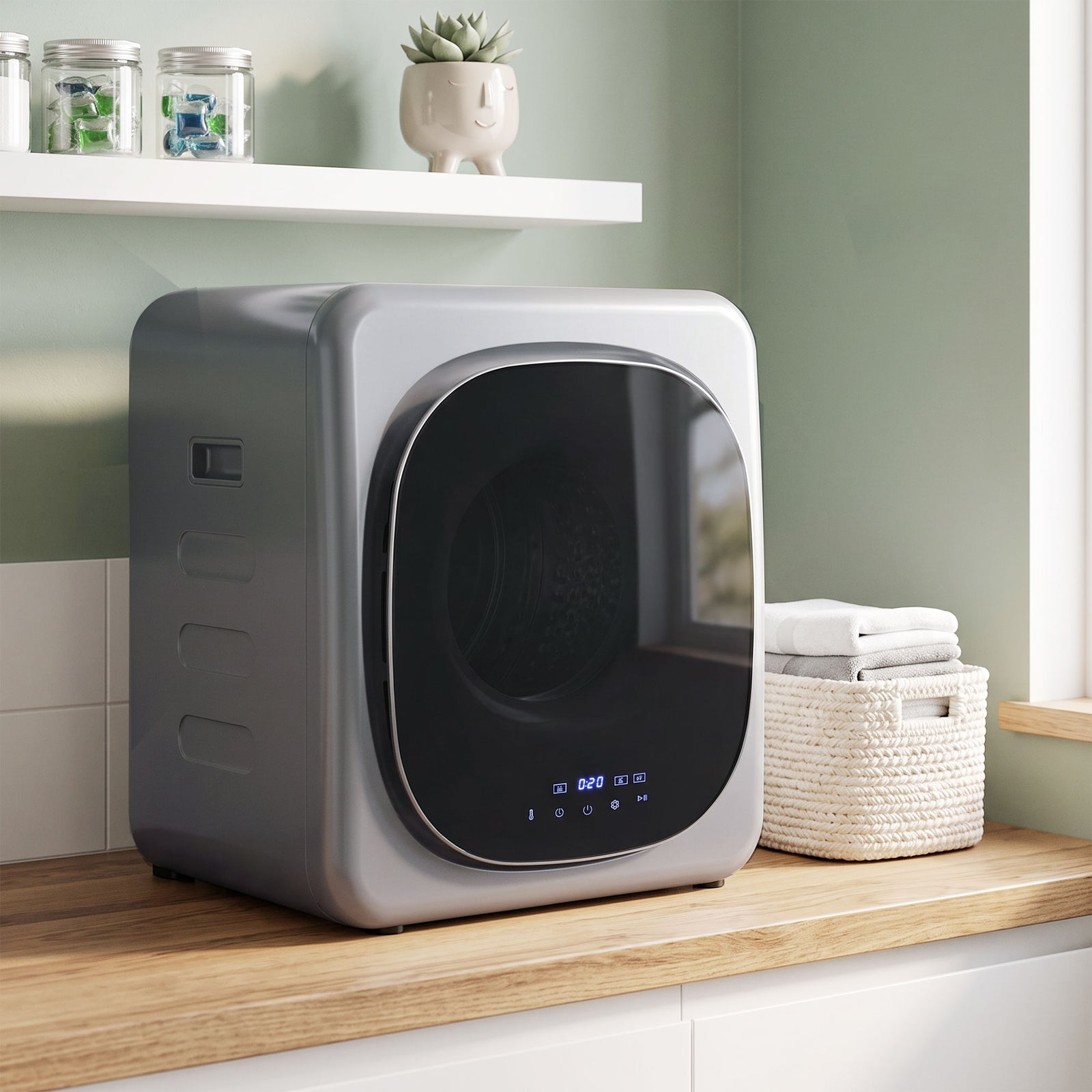 2.5kg Vented Tumble Dryer with Smart Mode, 800W Compact Tumble Dryer w