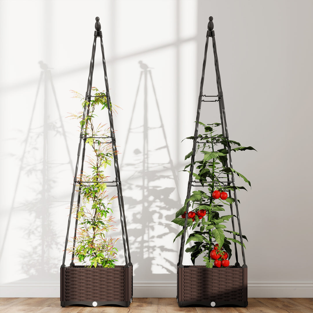 Raised Bed for Garden, Raised Garden Bed Planter Box with Trellis, Self Watering, Drainage Holes and Plugs