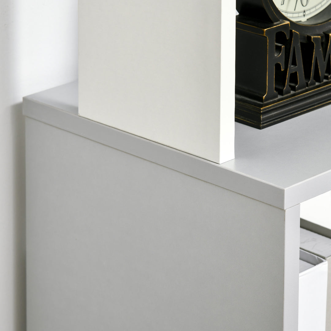 Modern 5-Tier Bookshelf, Freestanding Bookcase Storage Shelving for Living Room Home Office Study, White and Light Grey