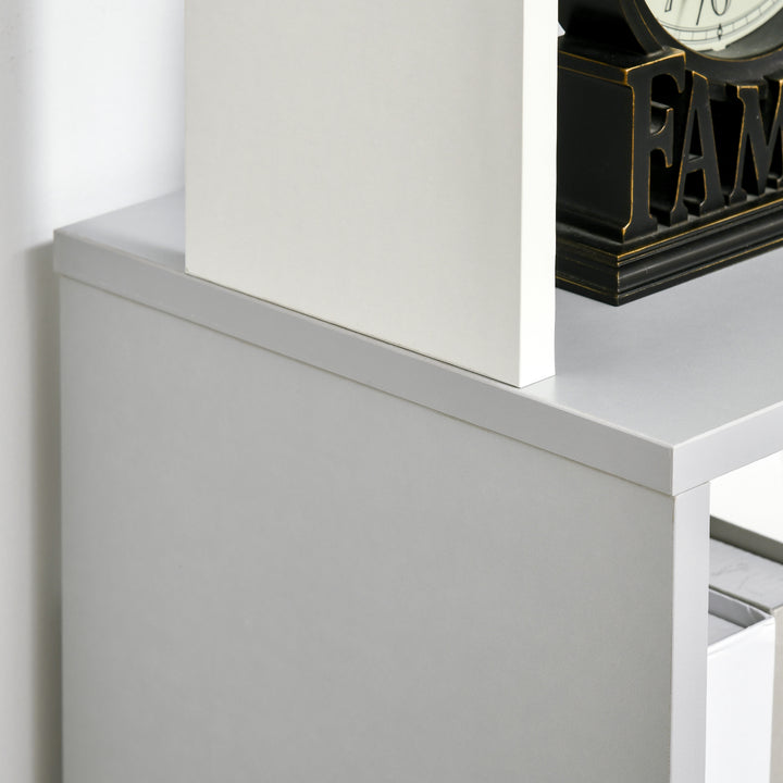 Modern 5-Tier Bookshelf, Freestanding Bookcase Storage Shelving for Living Room Home Office Study, White and Light Grey