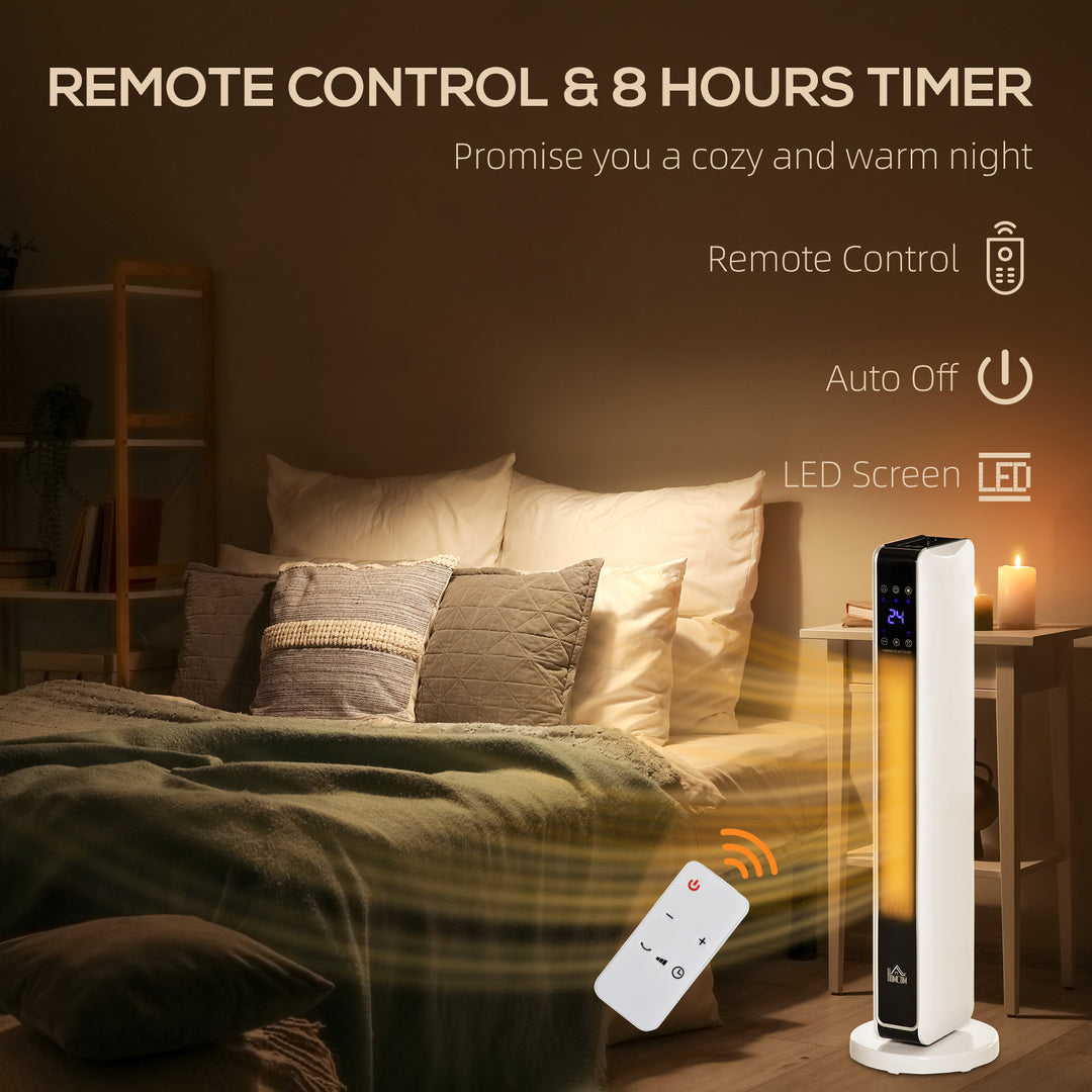 1100W/2200W Space Heater with 65° Oscillation & 8-Hour Timer and Overheat & Tip Over Protection, Room Heater with 2 Heat and Fan for Bedroom, 29 inch