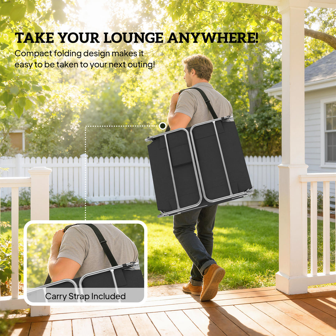 5-Position Adjustable Sun Loungers Set of 2 with Reading Hole and Side