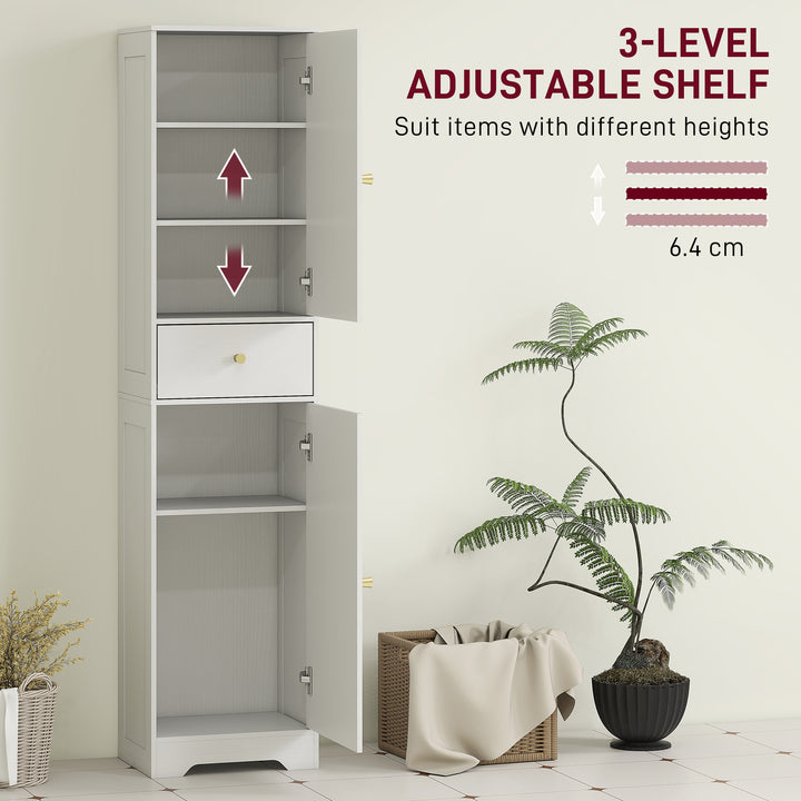 Tall Bathroom Cabinet with Arched Doors - White
