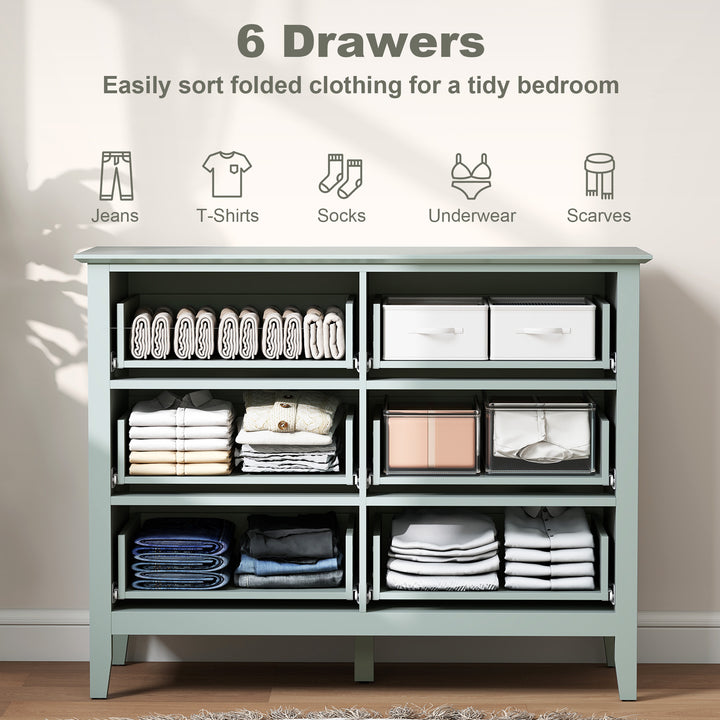 Fluted Dresser, 6 Drawer Chest of Drawers for Bedroom, Living Room, Hallway, Closet