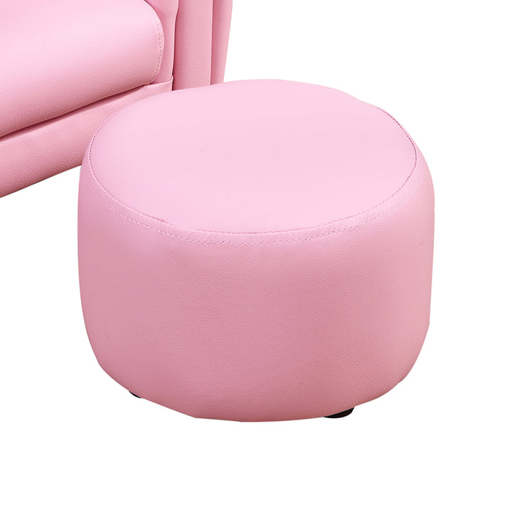 HOMCOM Toddler Chair Single Seater Kids Sofa Set Children Couch Seating Game Chair Seat Armchair w/ Free Footstool (Pink)