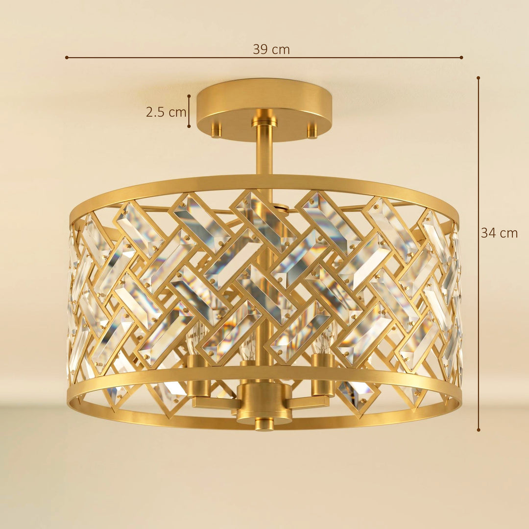 3-Light Crystal Glass Ceiling Light, Modern Ceiling Lamp with 3 E14 - view 3