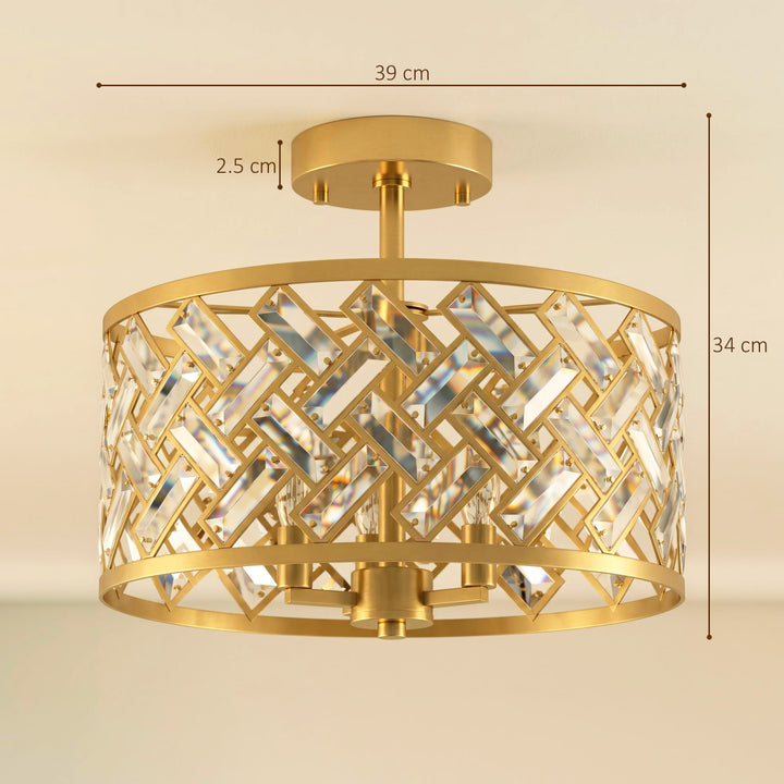 3-Light Crystal Glass Ceiling Light, Modern Ceiling Lamp with 3 E14 - view 3