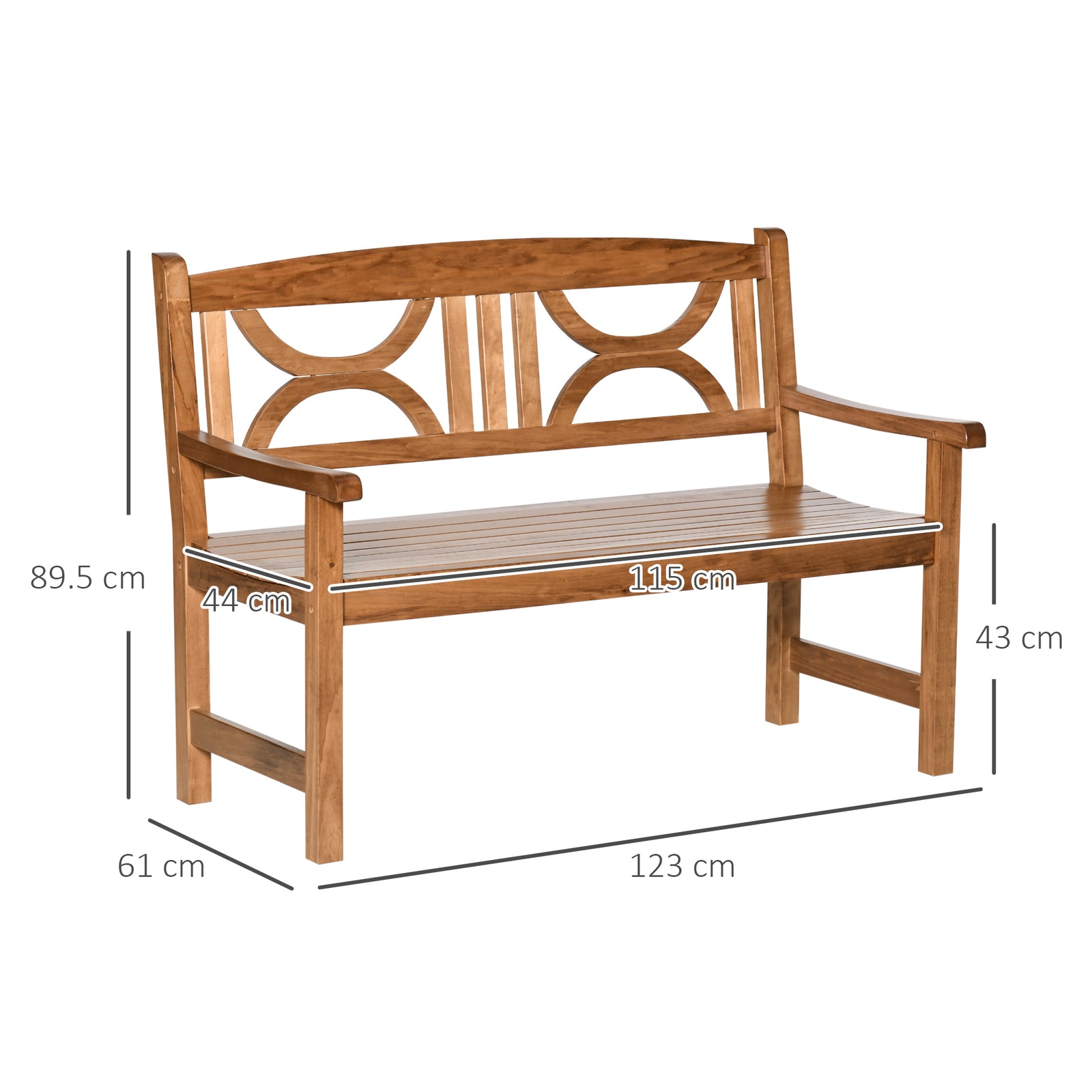 2-Seater Wooden Garden Bench Outdoor Patio Loveseat for Yard, Lawn, Po