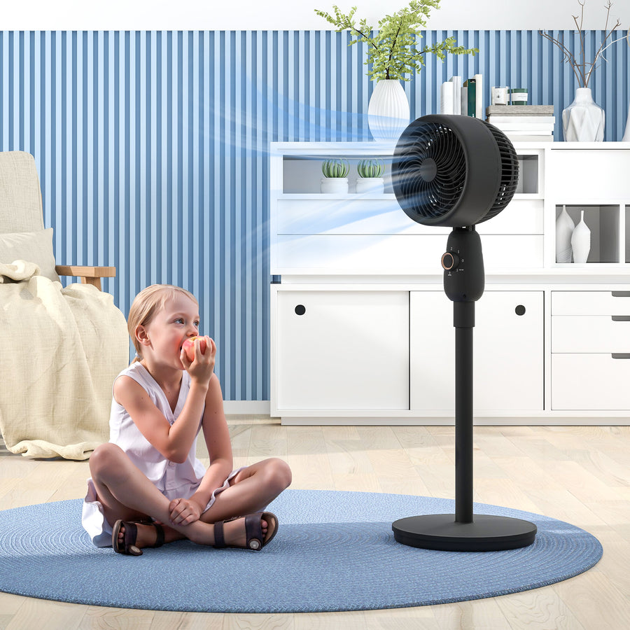 Pedestal Fan, Powerful Air Circulator, 12 Inch Floor Standing Fan with 3 Speed Settings, Oscillating Function for Bedroom, Home and Office, Black