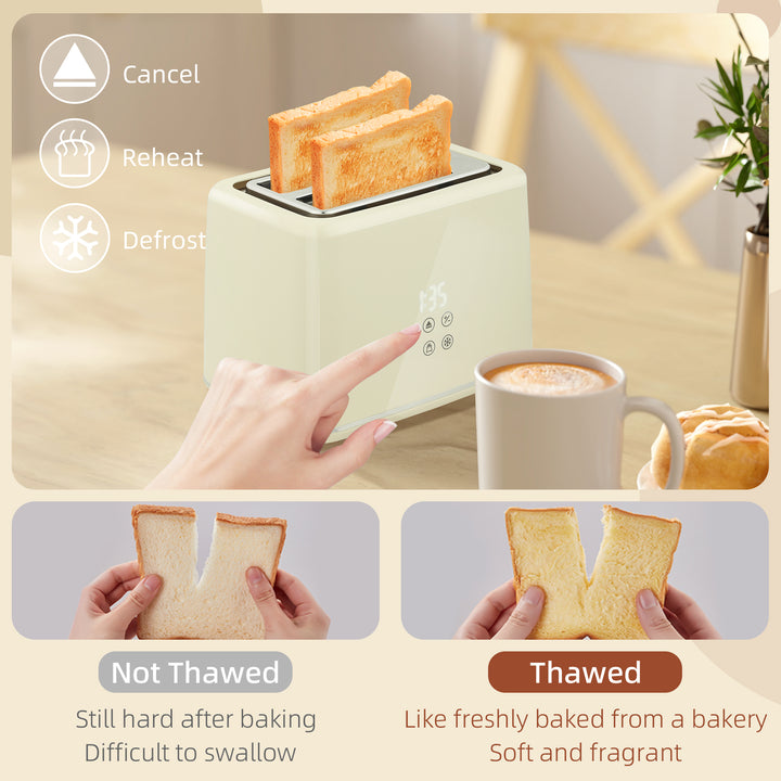 Digital Kettle and Toaster Set, 1.5L 3000W Fast Boil Kettle, 2 Slice Toaster Kitchen Set with 7 Level Browning Controls, Defrost, Reheat, Keep Warm, Crumb Tray and LED Touch Display, Beige
