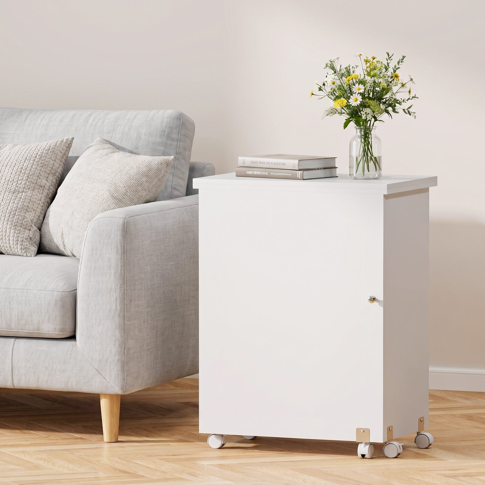 Folding Sewing Table, Drop Leaf Craft Table with Storage Bins, Open Sh