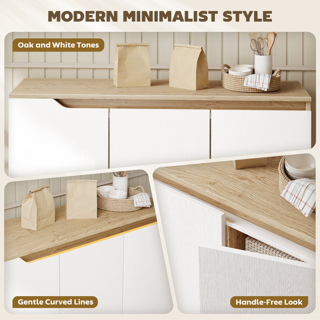 Sideboard Storage Cabinet, Kitchen Cupboard with 3 Doors, 2 Adjustable