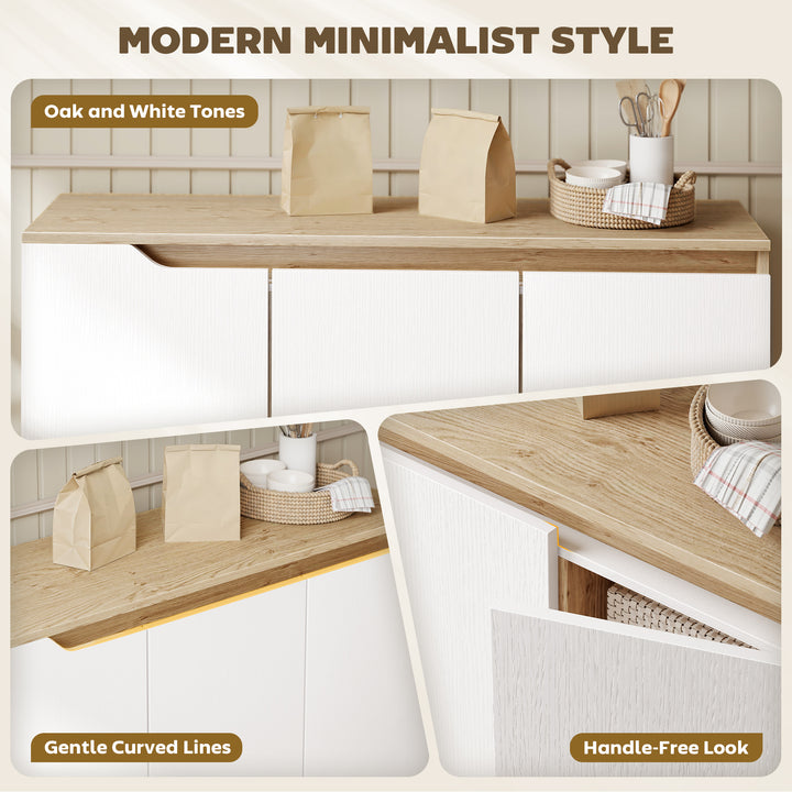 Sideboard Storage Cabinet, Kitchen Cupboard with 3 Doors, 2 Adjustable