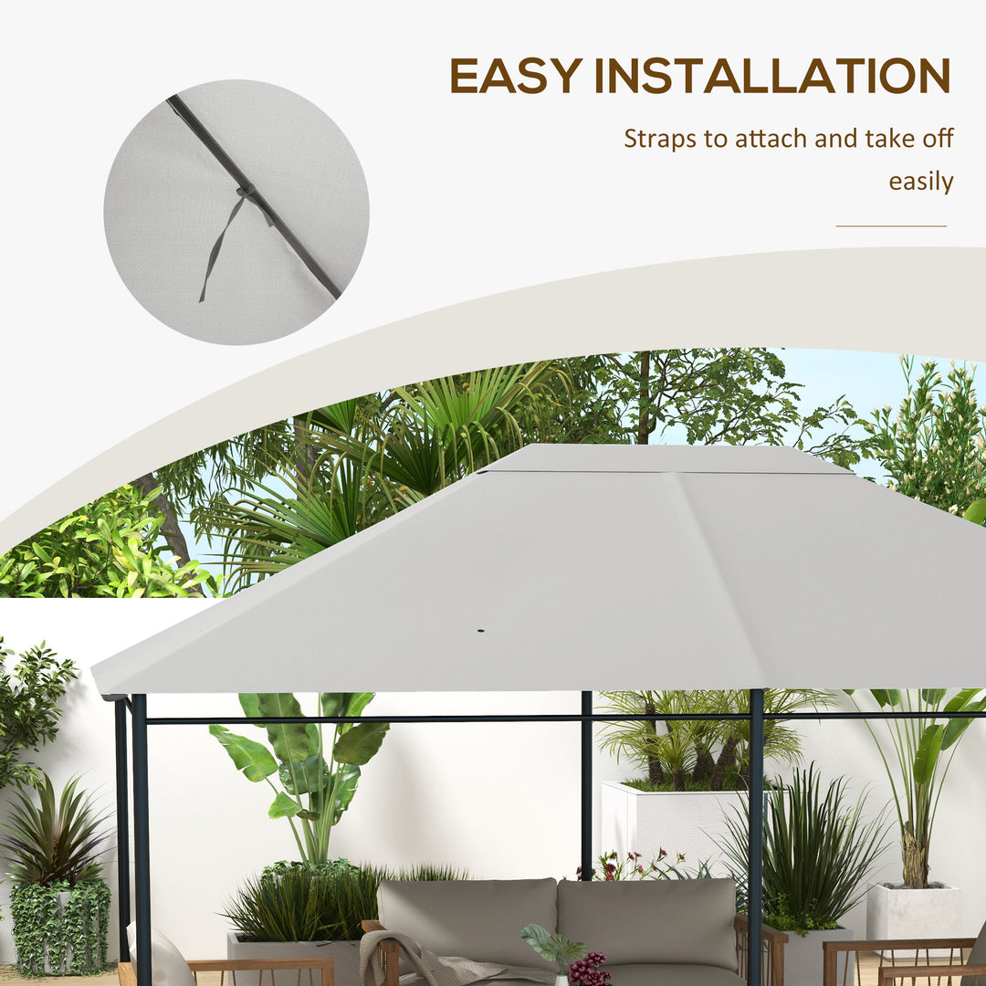 3 x 4m Gazebo Canopy Replacement Cover, Gazebo Roof Replacement (TOP COVER ONLY), Light Grey