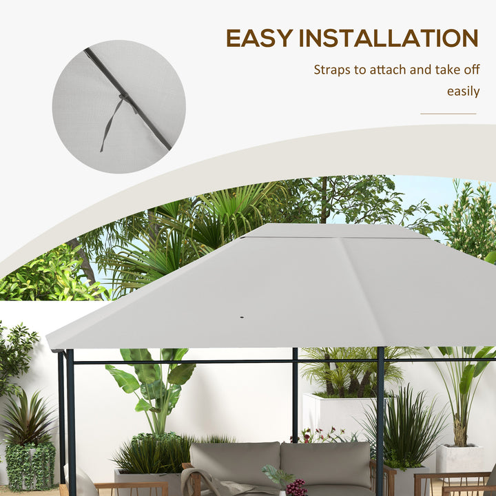 3 x 4m Gazebo Canopy Replacement Cover, Gazebo Roof Replacement (TOP COVER ONLY), Light Grey