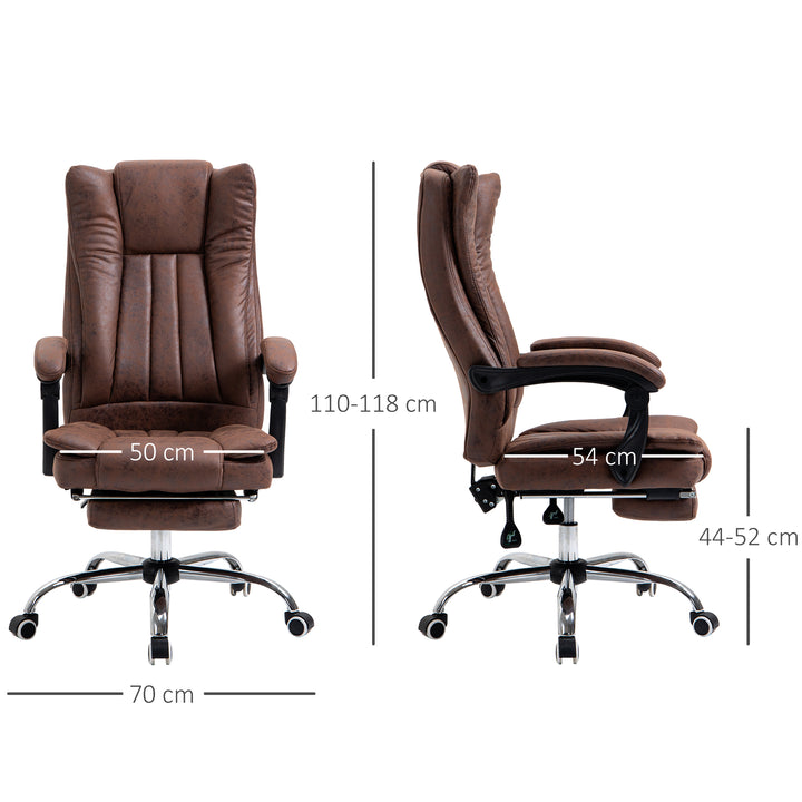 Vinsetto Ergonomic Desk Chair Home Office Chair with Reclining Function Armrests Swivel Wheels Footrest Brown