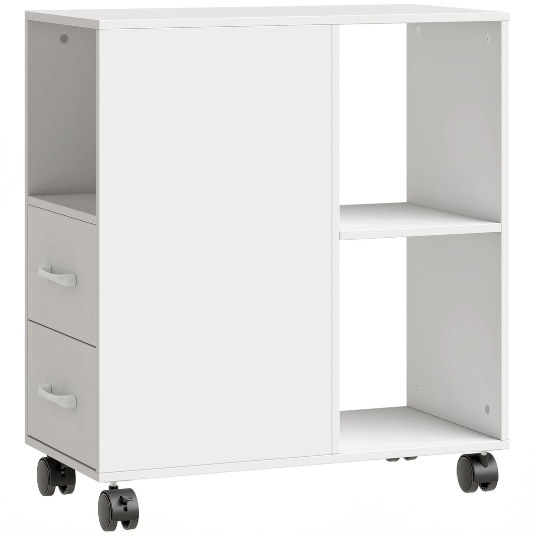 Narrow Mobile Printer Table with Wheels, Rolling Printer Stand with Dr