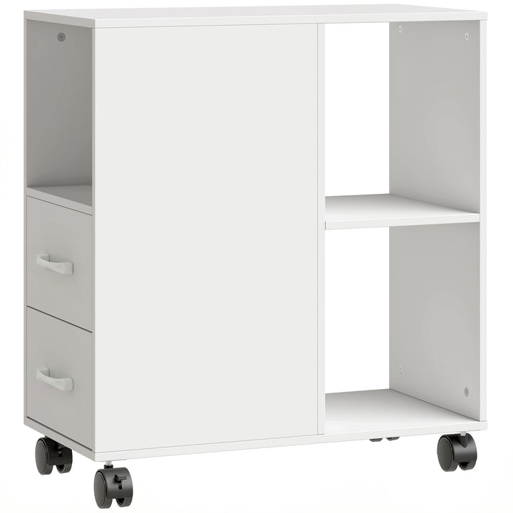 Narrow Mobile Printer Table with Wheels, Rolling Printer Stand with Dr