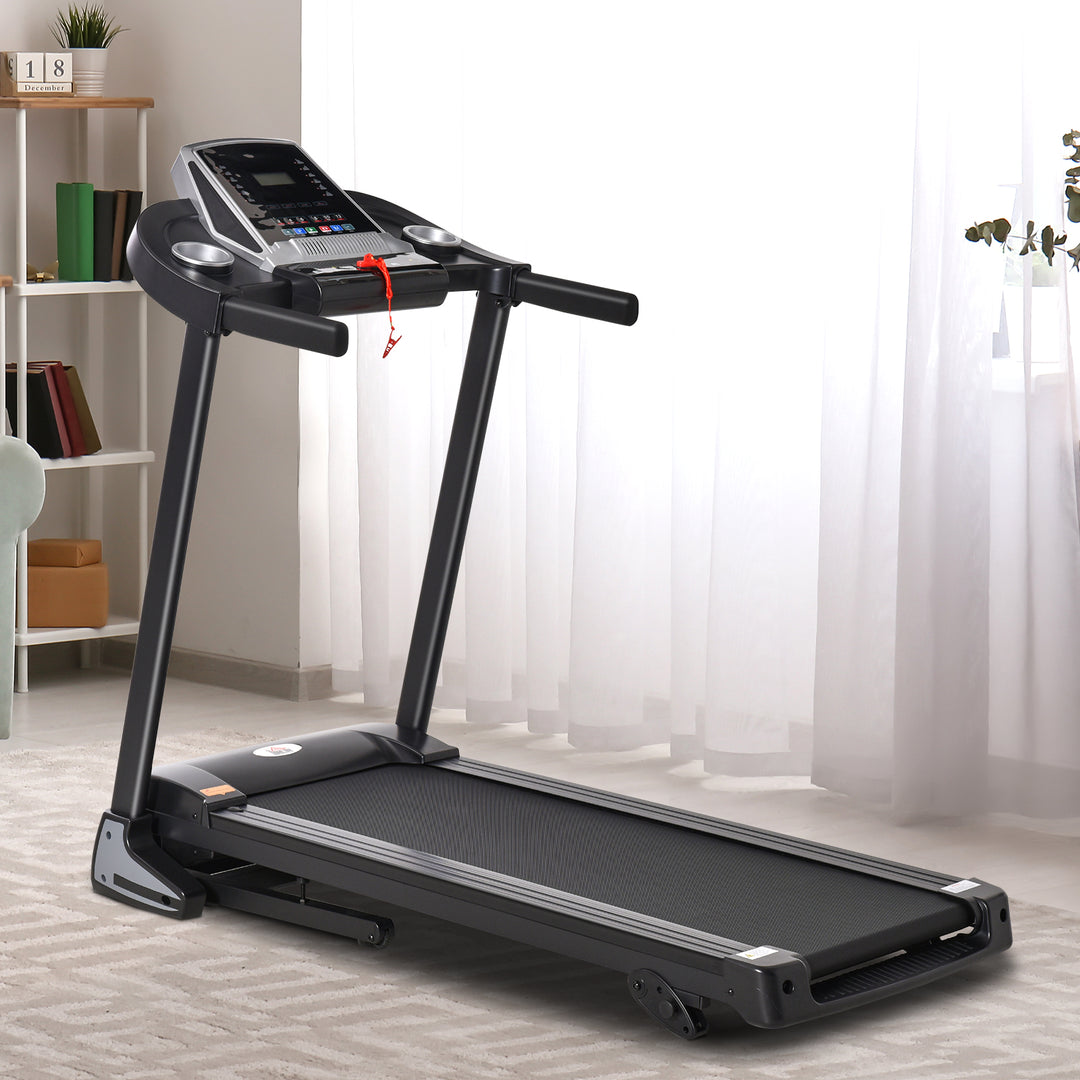 Folding Treadmill, 2.0HP Incline Treadmill Running Machine, 12.8 km/h, with LED Display, Manual Incline, 12 Preset Programs, Drink & Phone Holder for Home Gym Fitness