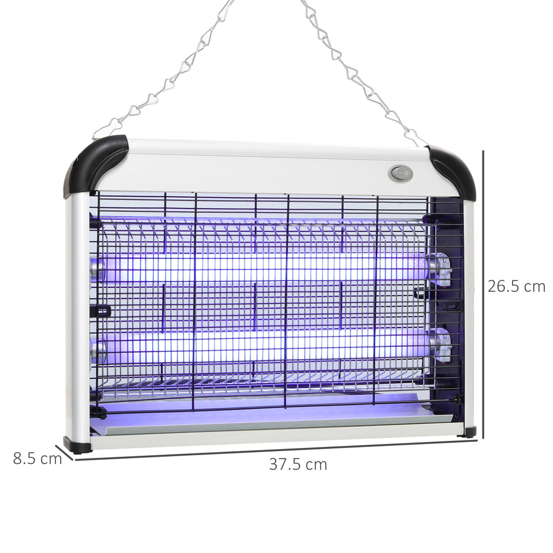 Electric Fly Zapper, 20W Electric Fly Killer, Wall Hanging Bug Zapper Indoor & Outdoor Attracting Insect Mosquito Killer, Silver Tone