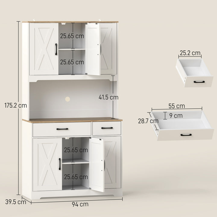 175 cm Tall Kitchen Pantry Cabinet with Microwave Stand, Freestanding - view 3