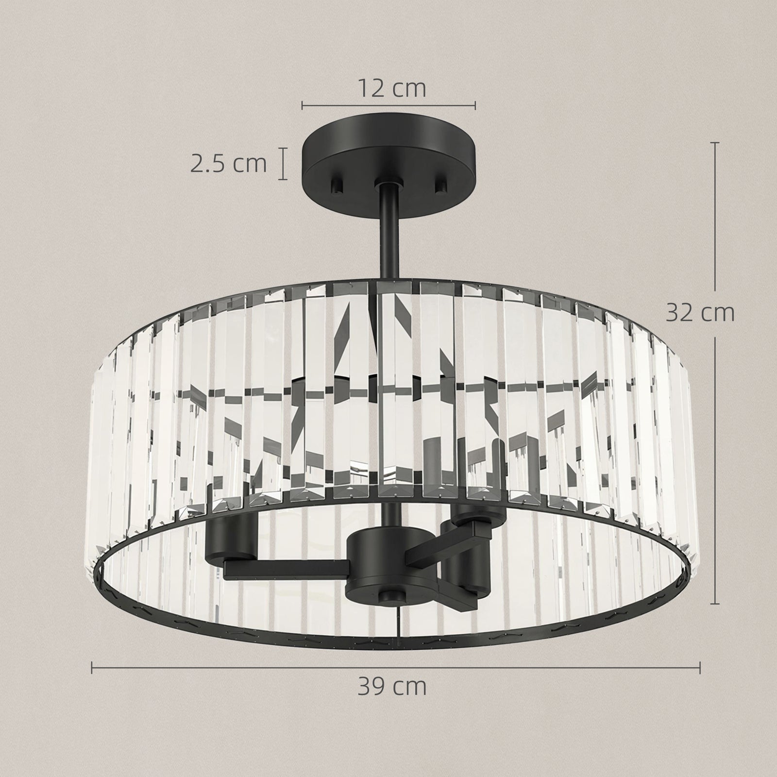 Crystal Ceiling Light, Semi Flush Mount Modern Crystal Chandelier Ceil