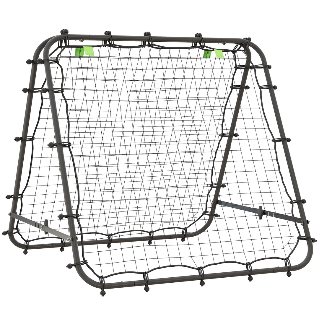 Double Sided Football Rebounder Net, Football Rebound Goal with Five Adjustable Angles, Black