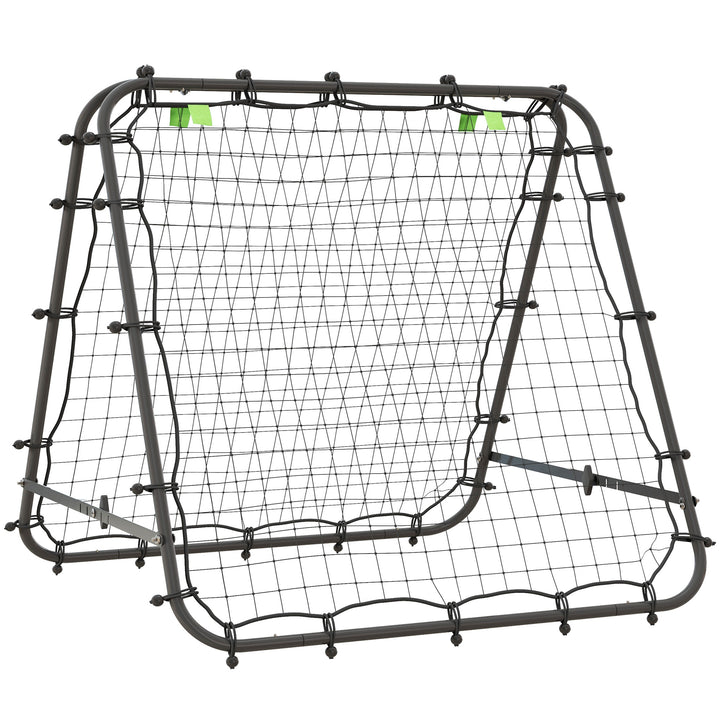 Double Sided Football Rebounder Net, Football Rebound Goal with Five Adjustable Angles, Black