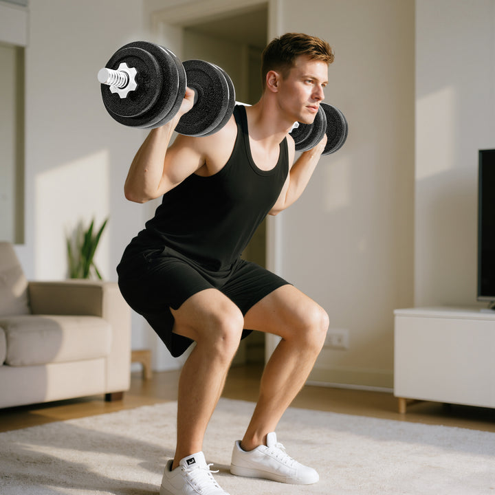 MCL 2-in-1 Adjustable Dumbbells Set, 30kg Weights Dumbbells Set with Non-Slip Grip for Strength Training, Weight Lifting, Bodybuilding, Home Gym Workout Equipment for Men & Women