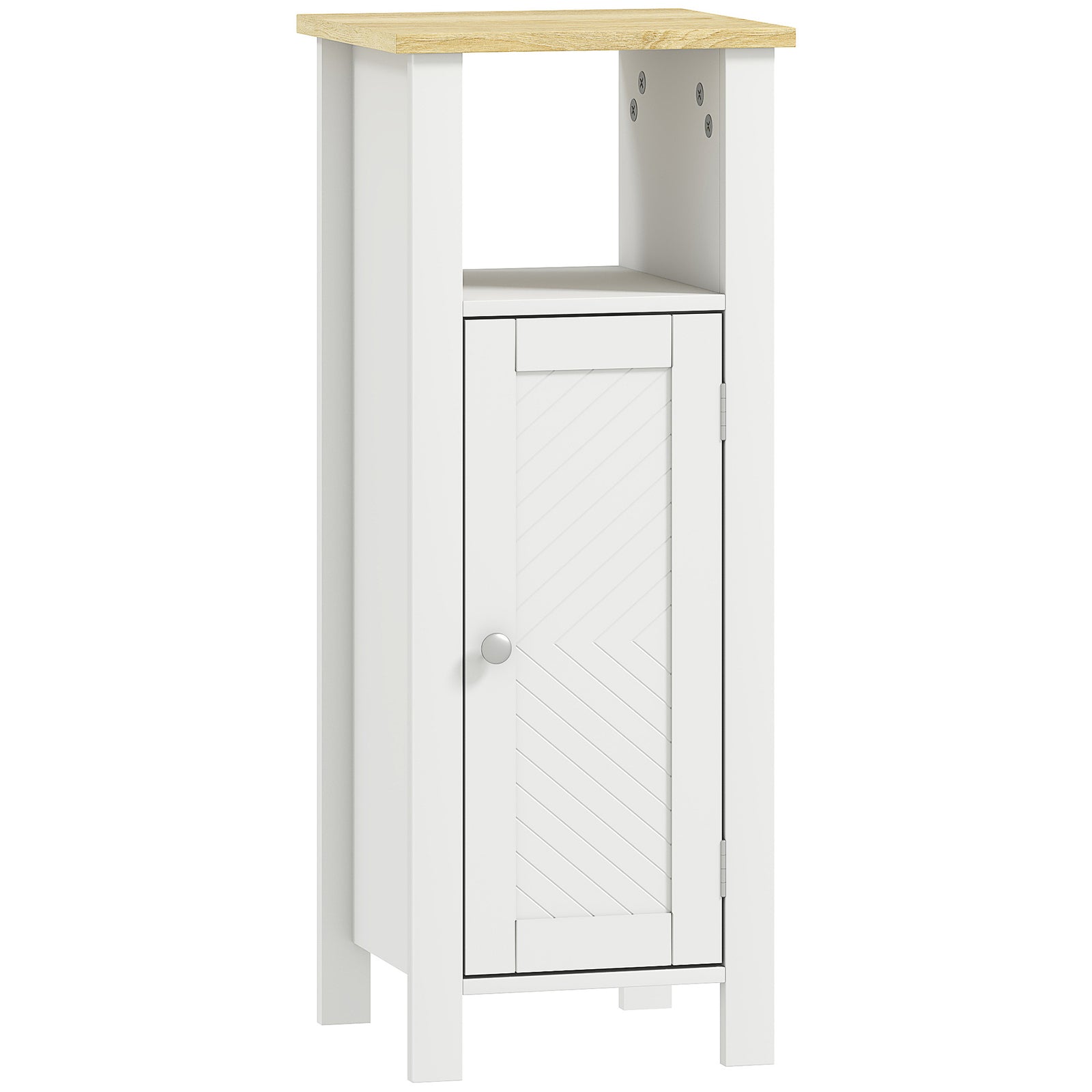 Slim Bathroom Storage Unit with Open Shelf, Bathroom Storage Cabinet with Adjustable Shelf, 32 x 30 x 80 cm, White