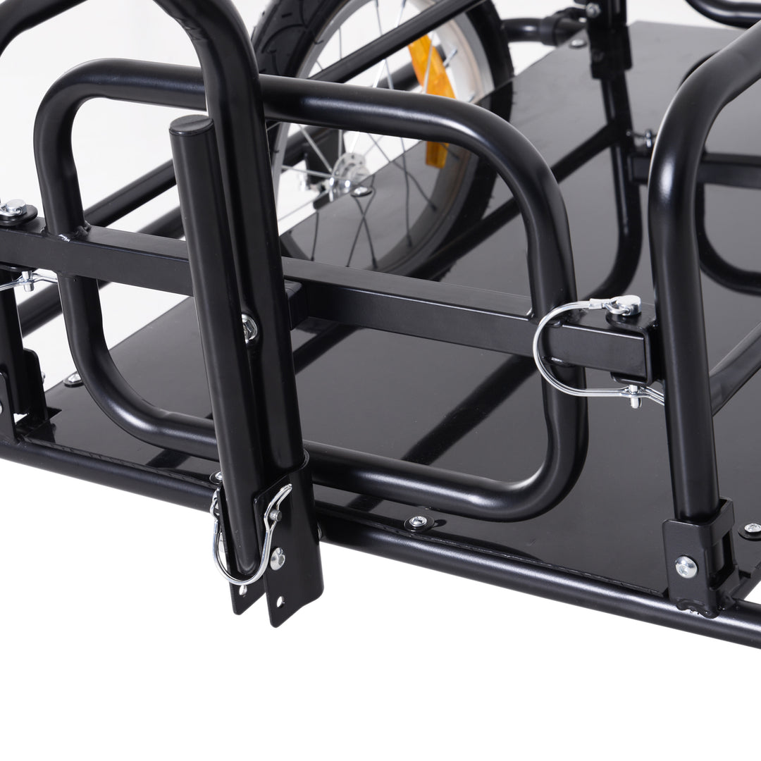 Bike Cargo Trailer Bicycle Trailer Cargo Storage Cart w/ Hitch Cycling Camping Luggage Storage Carrier Transport Steel Black