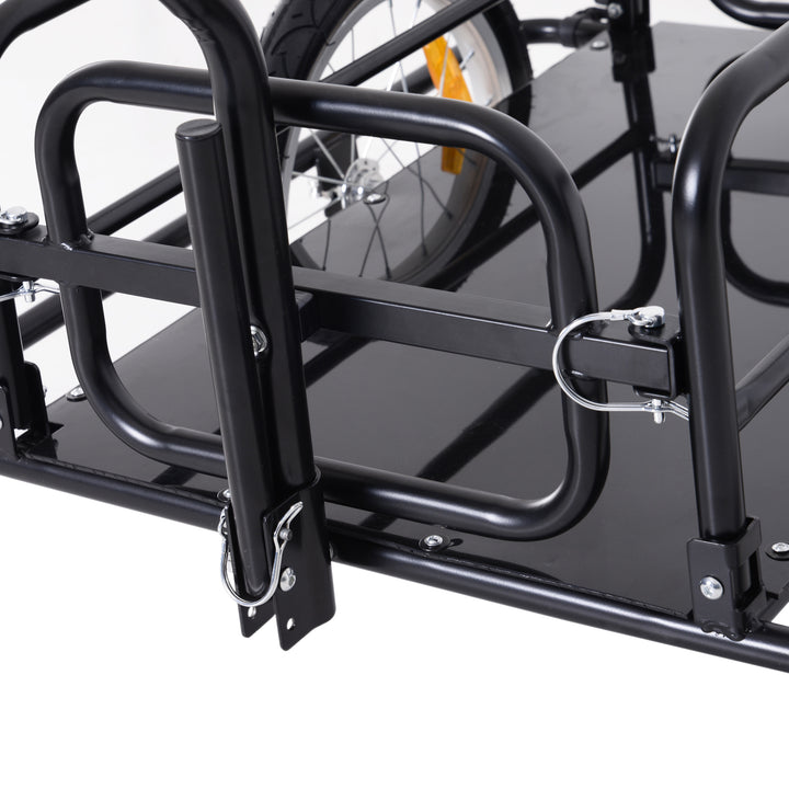 Bike Cargo Trailer Bicycle Trailer Cargo Storage Cart w/ Hitch Cycling Camping Luggage Storage Carrier Transport Steel Black