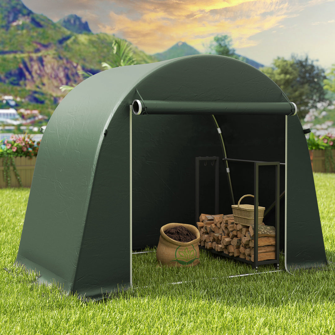 8 x 4 ft Garden Storage Tent, Waterproof Bike Tent with Roll-up Zipper Door and Galvanised Metal Frame