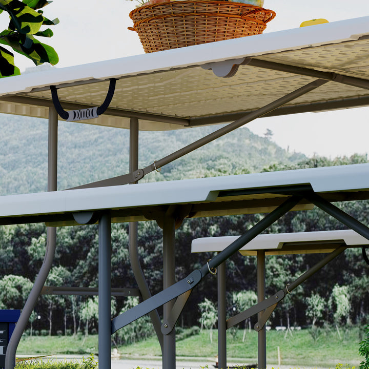 Three-Piece Folding Picnic Table and Bench Set - White
