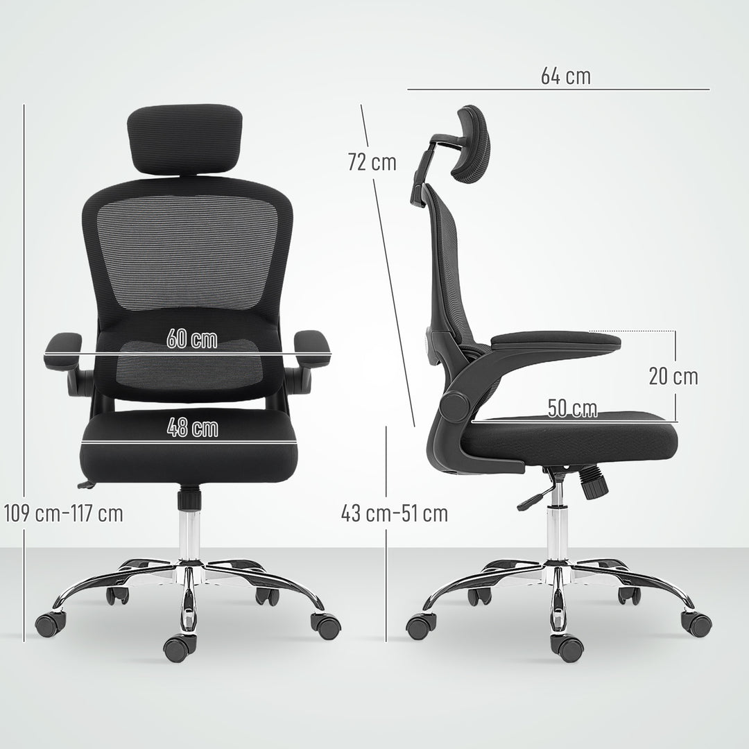 Mesh Back Office Chair, with Lumbar Support - Black