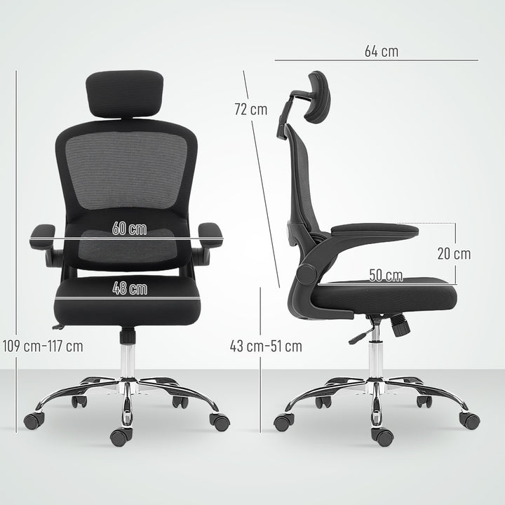 Mesh Back Office Chair, with Lumbar Support - Black