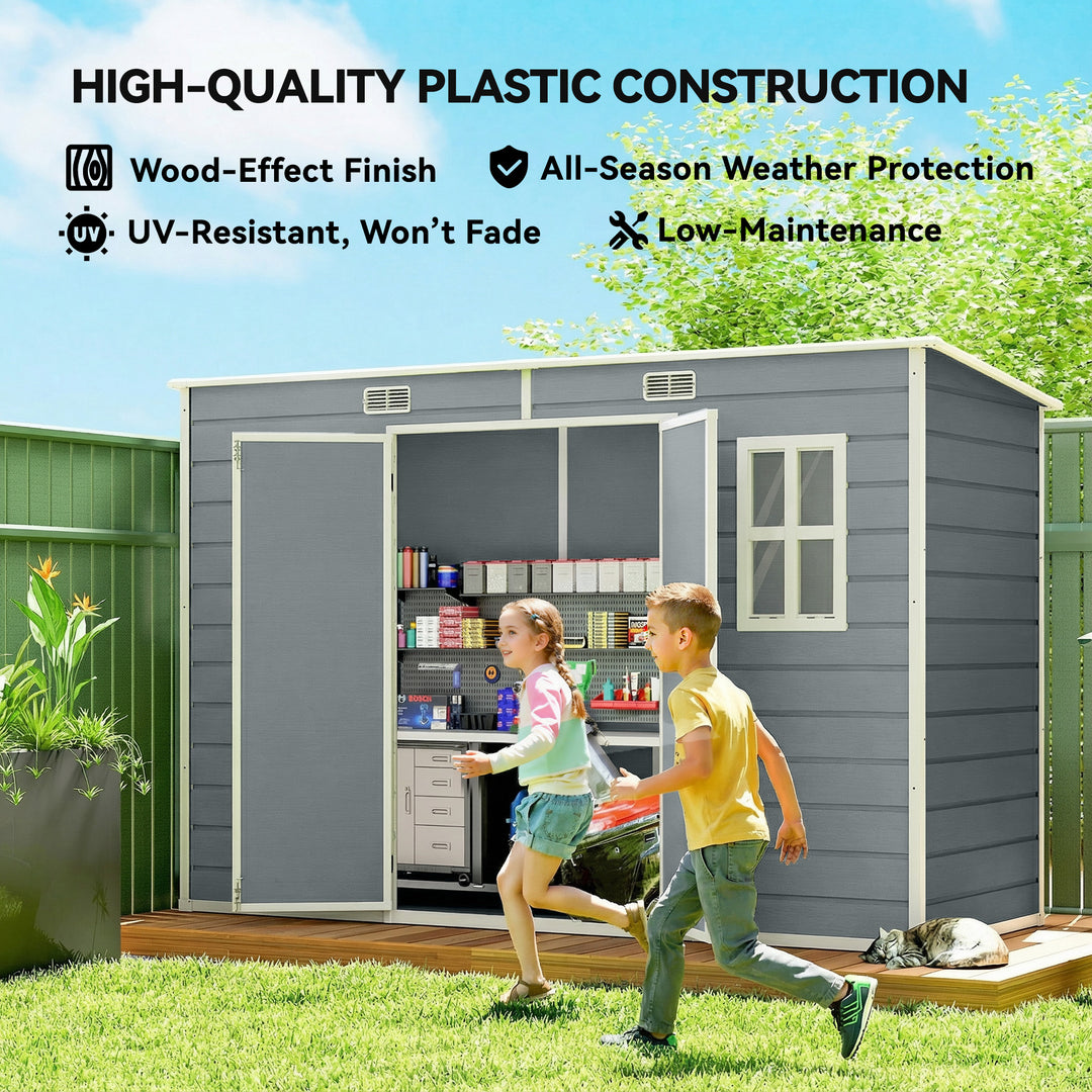 10 x 4 ft Resin Garden Shed, Outdoor Storage Shed with Floor, Windows,