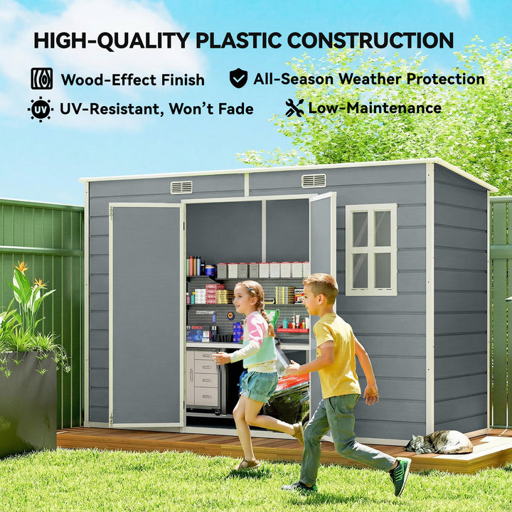 10 x 4 ft Resin Garden Shed, Outdoor Storage Shed with Floor, Windows,
