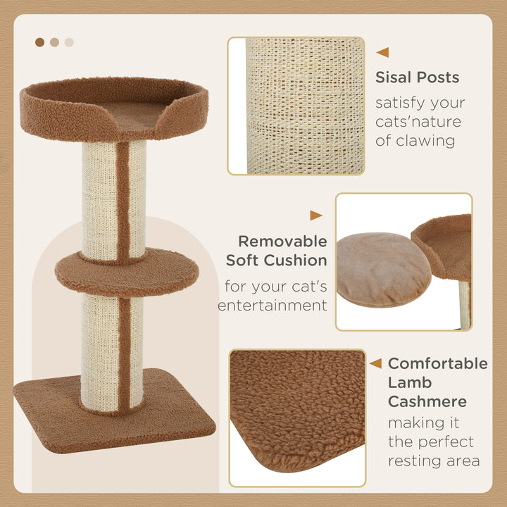 MCL 91cm Cat Tree, Cat Tower with Scratching Post, Bed, Perch, Removable Cushion for Indoor Kittens, Brown
