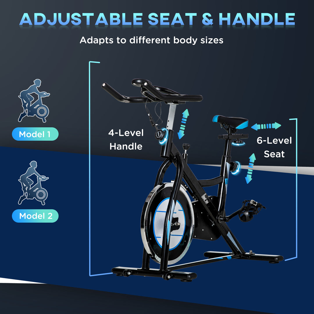 Stationary Exercise Bike, 8kg Flywheel Indoor Cycling Workout Fitness Bike, Adjustable Resistance Cardio Exercise Machine w/ LCD Monitor Pad and Phone Holder for Home, Gym, Office, Black