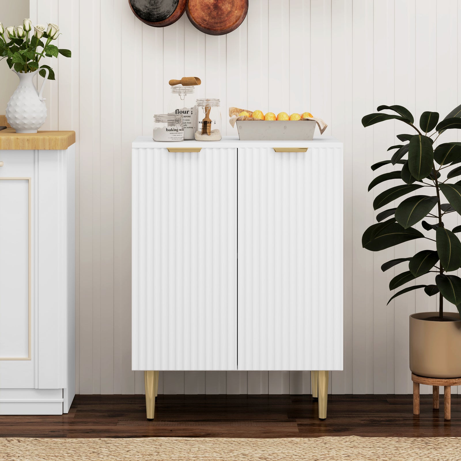 Sideboard Buffet Cabinet, Modern Kitchen Storage Cabinet with Adjustab