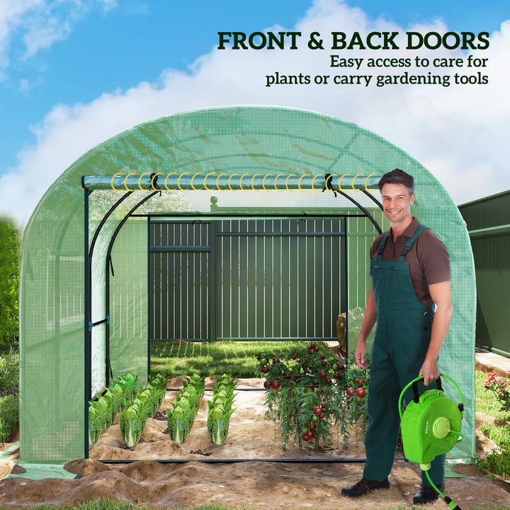 300 x 300cm Walk-In Polytunnel Greenhouse - Green